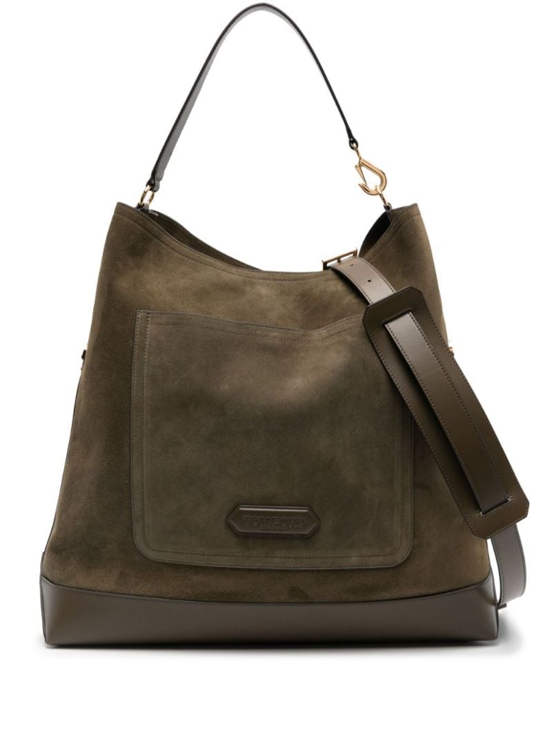 Green Logo-appliquÃ_x0083_Â© Suede Tote Bag