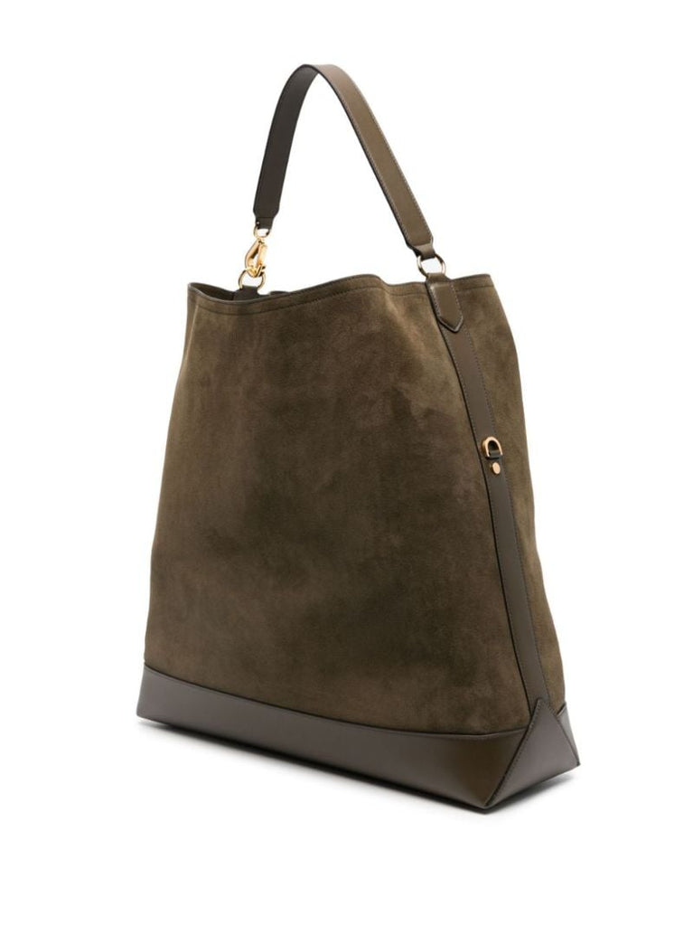 Green Logo-appliquÃ_x0083_Â© Suede Tote Bag