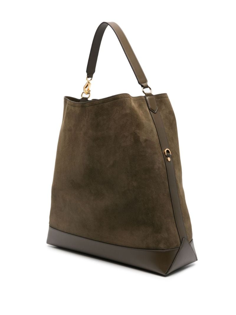 Green Logo-appliquÃ_x0083_Â© Suede Tote Bag