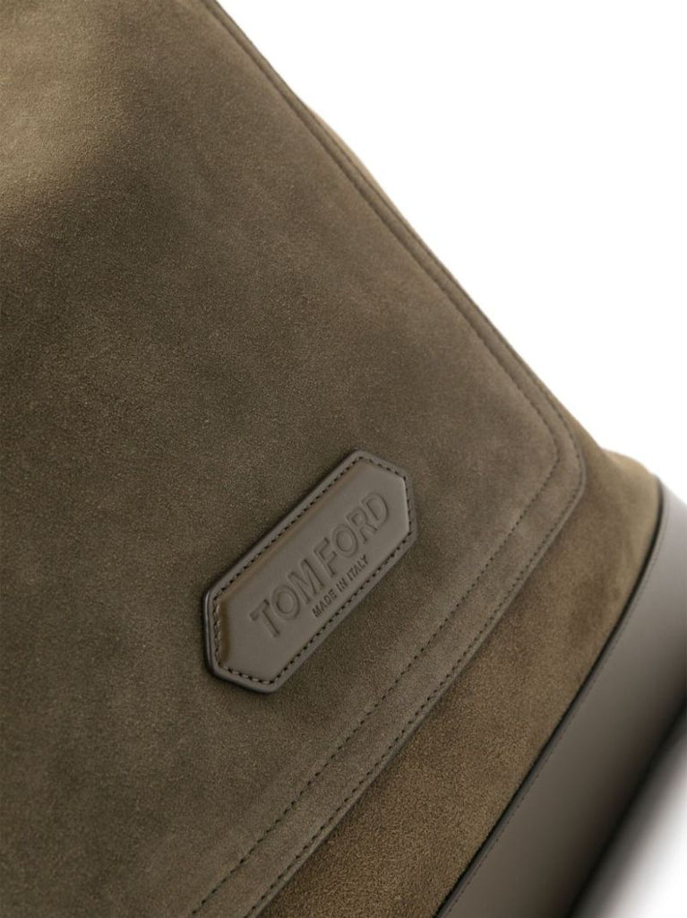 Green Logo-appliquÃ_x0083_Â© Suede Tote Bag