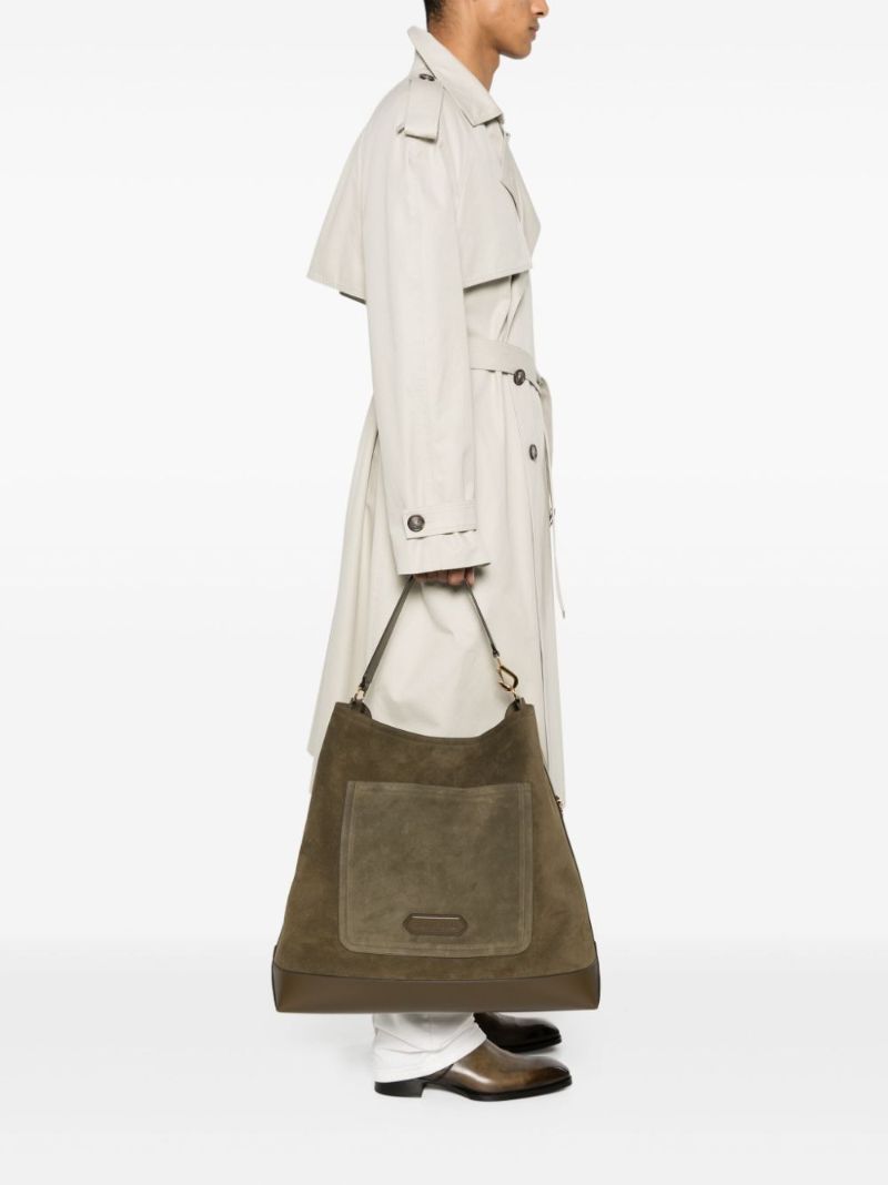 Green Logo-appliquÃ_x0083_Â© Suede Tote Bag
