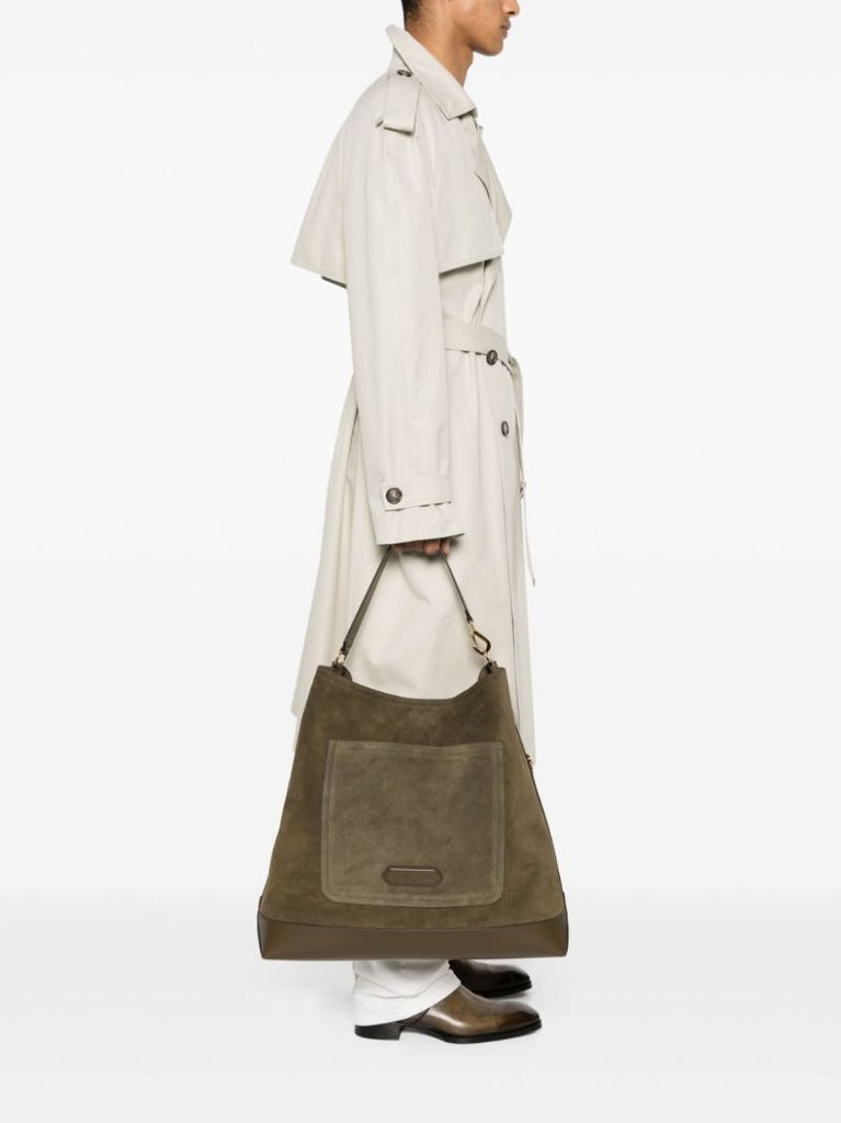 Green Logo-appliquÃ_x0083_Â© Suede Tote Bag