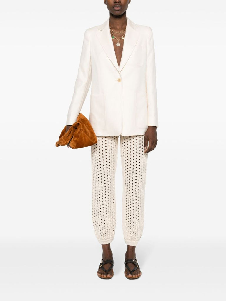 Neutral Single-breasted Linen Blazer