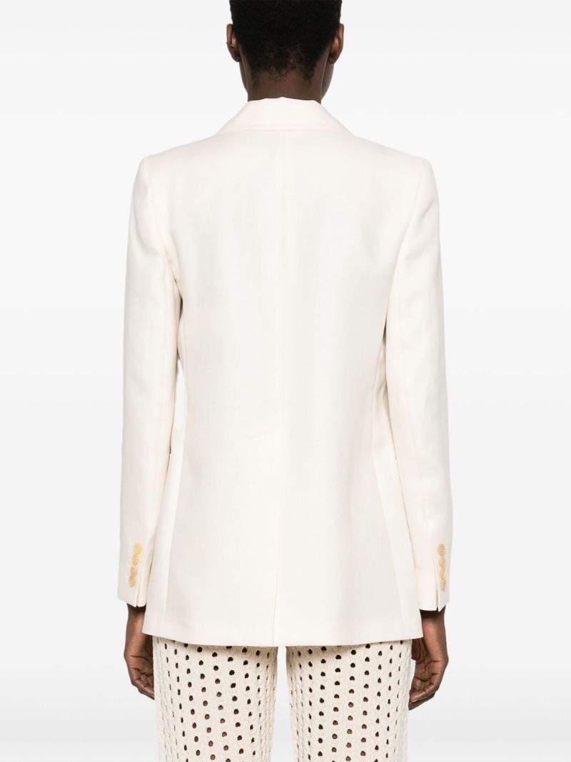 Neutral Single-breasted Linen Blazer