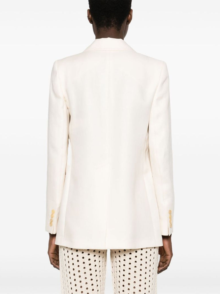 Neutral Single-breasted Linen Blazer