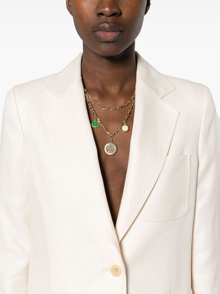 Neutral Single-breasted Linen Blazer