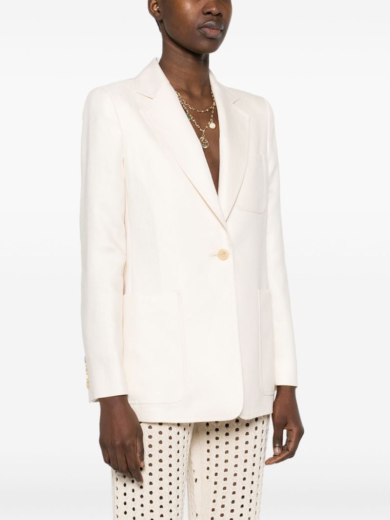 Neutral Single-breasted Linen Blazer