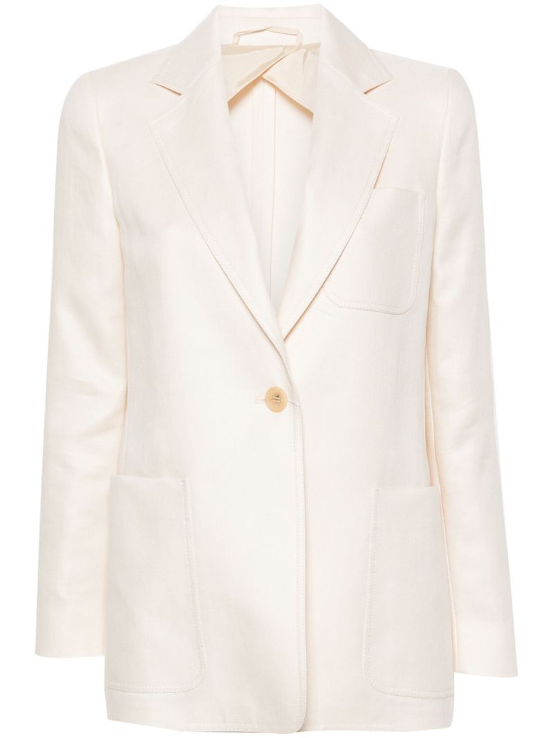 Neutral Single-breasted Linen Blazer