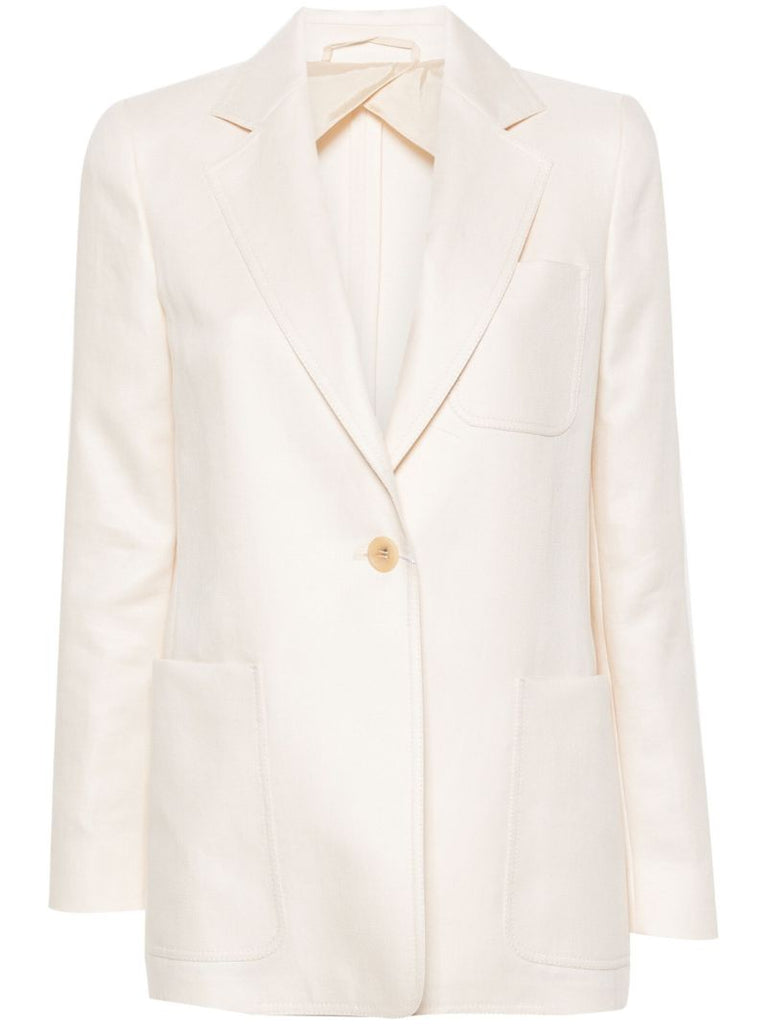 Neutral Single-breasted Linen Blazer