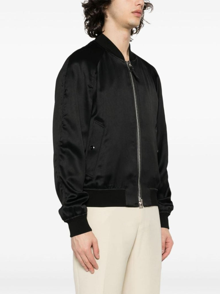 Black Twill Bomber Jacket
