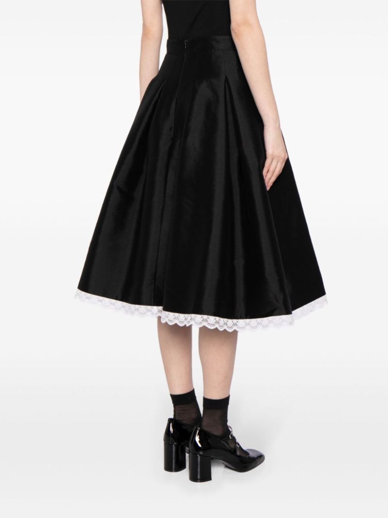 Black Lace-trim A-line Skirt
