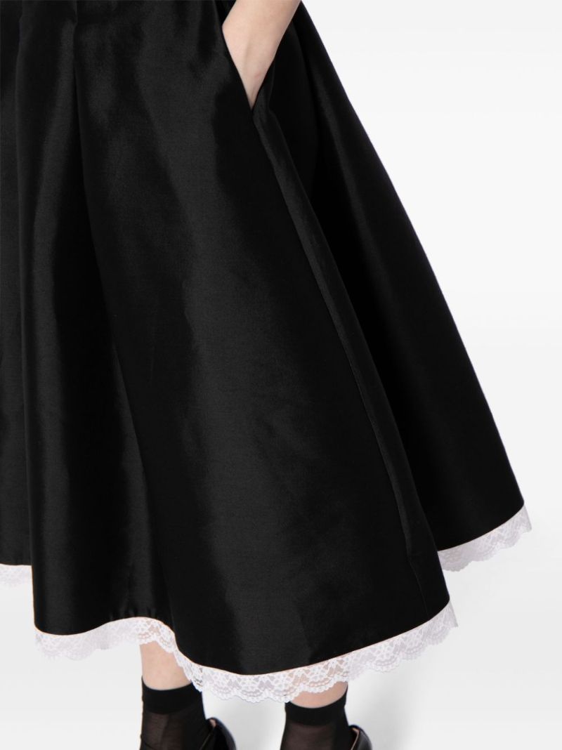 Black Lace-trim A-line Skirt