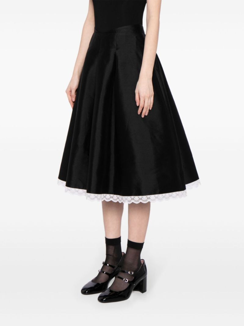 Black Lace-trim A-line Skirt