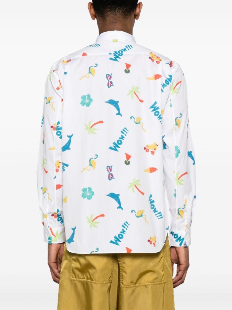 White Graphic Print Cotton Shirt