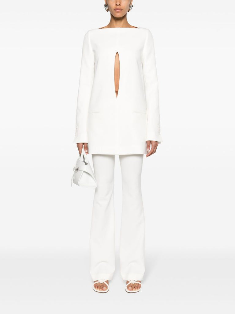 White Logo-embroidered Bootcut Trousers
