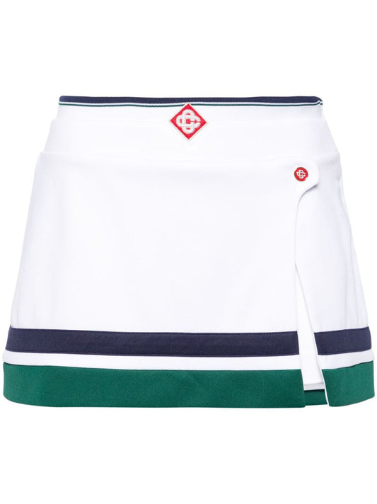 White Striped Track Skort