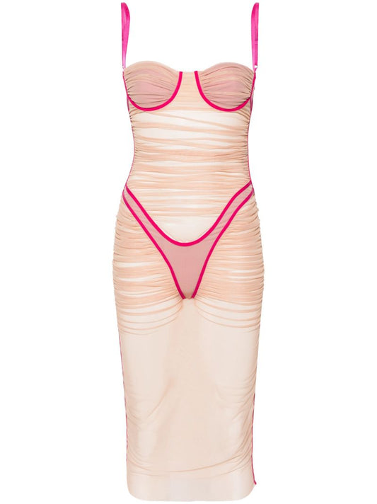 Neutral D-haily Semi-sheer Dress