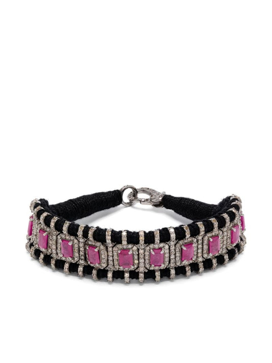 Sterling Silver Ruby and Diamond Bracelet