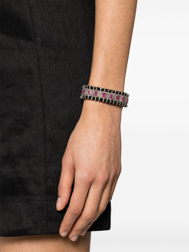 Sterling Silver Ruby and Diamond Bracelet