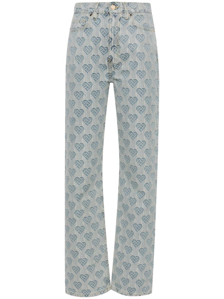Blue Heart Monogram High-rise Jeans