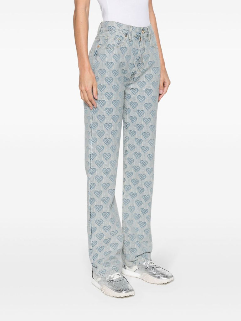 Blue Heart Monogram High-rise Jeans