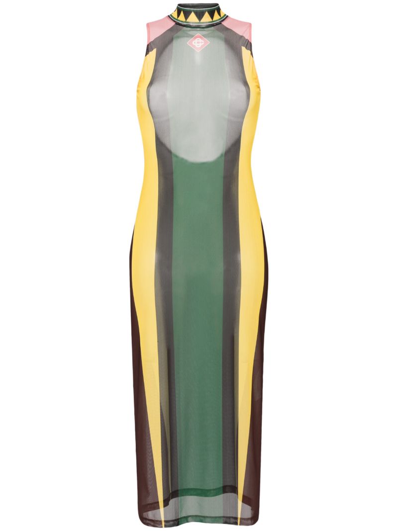 Green Open-back Mesh Dress