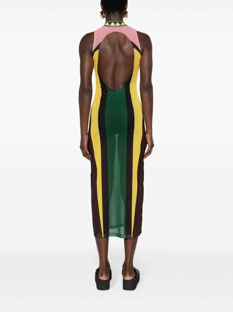 Green Open-back Mesh Dress