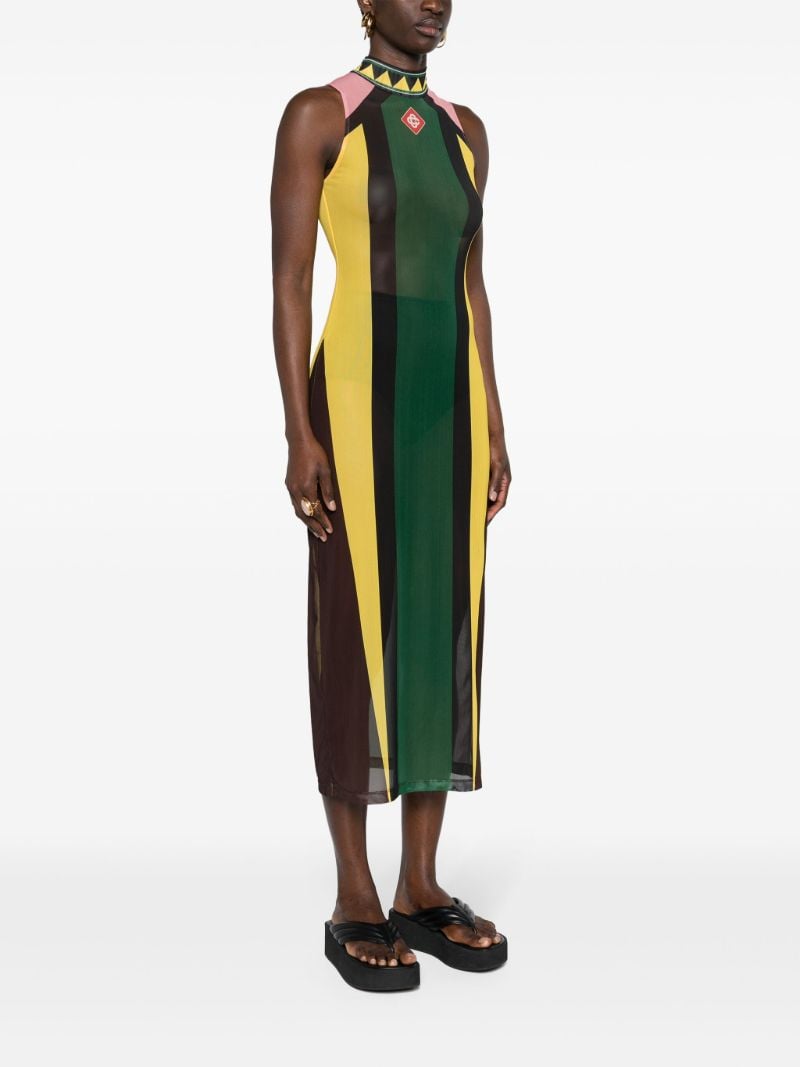 Green Open-back Mesh Dress