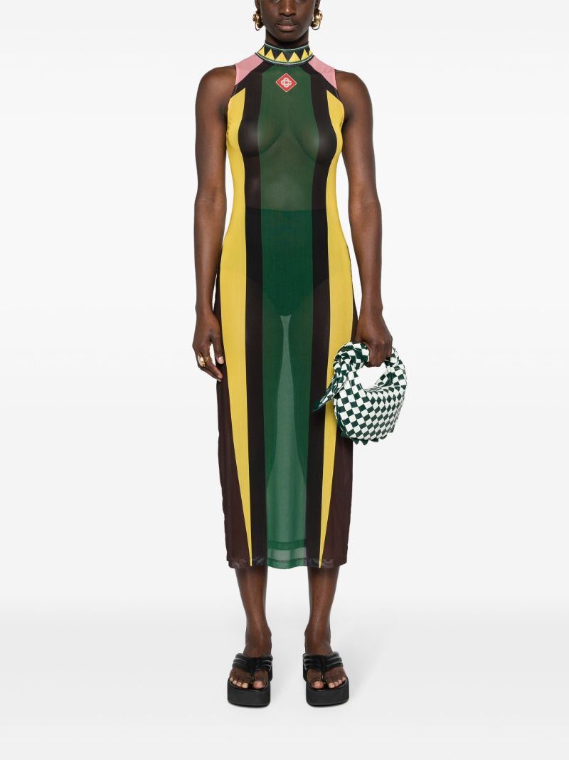 Green Open-back Mesh Dress