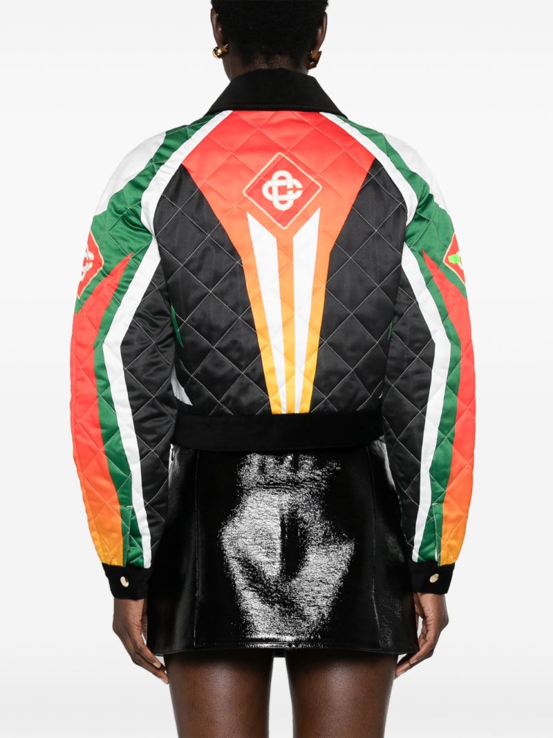 Orange Casa Moto Sport Cropped Bomber Jacket