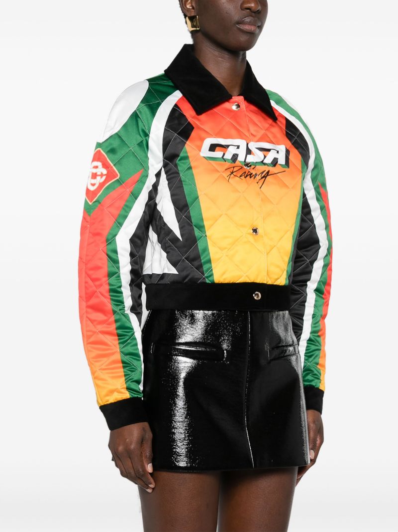 Orange Casa Moto Sport Cropped Bomber Jacket