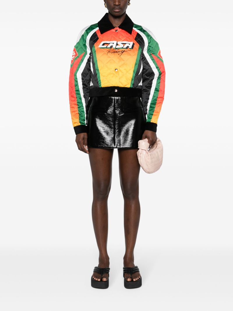 Orange Casa Moto Sport Cropped Bomber Jacket