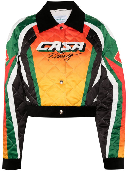 Orange Casa Moto Sport Cropped Bomber Jacket