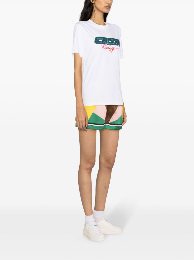 White Racing Screen Cotton T-shirt