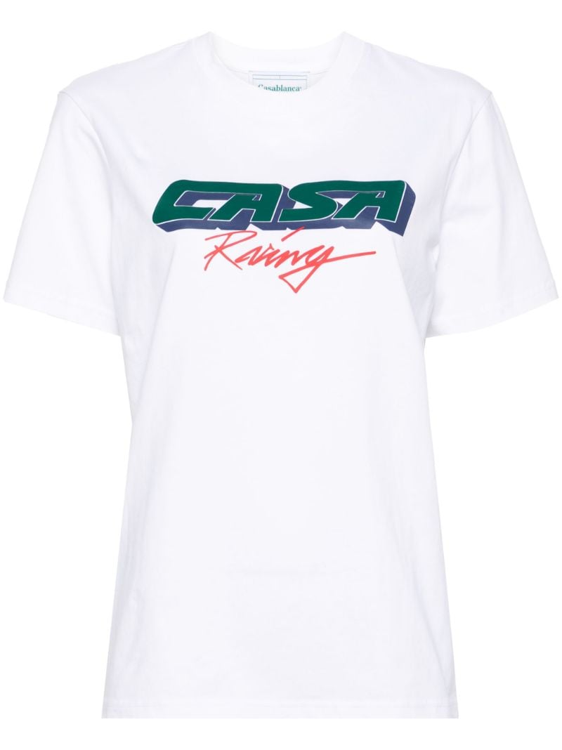 White Racing Screen Cotton T-shirt