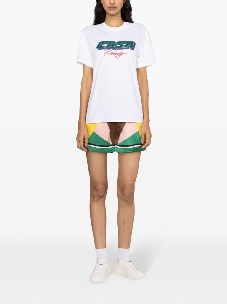 White Racing Screen Cotton T-shirt