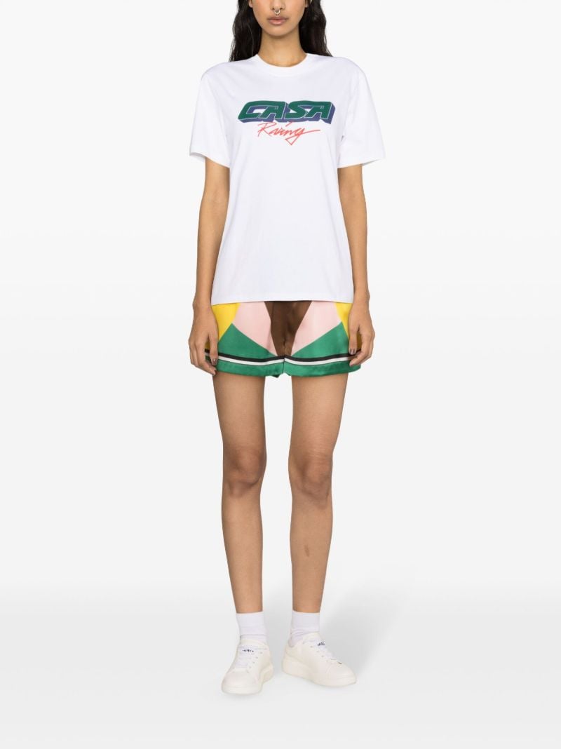 White Racing Screen Cotton T-shirt