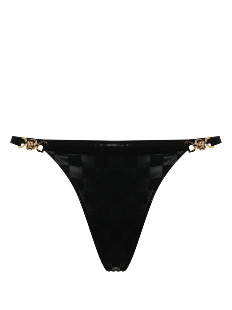 Black Medusa-plaque Satin Briefs