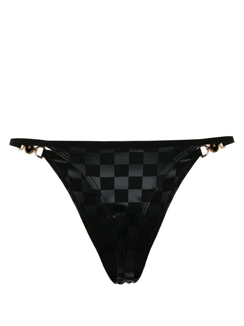 Black Medusa-plaque Satin Briefs