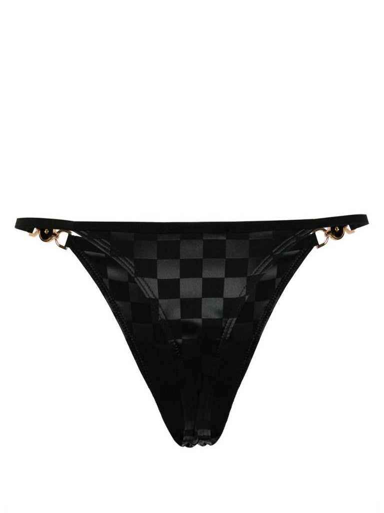 Black Medusa-plaque Satin Briefs