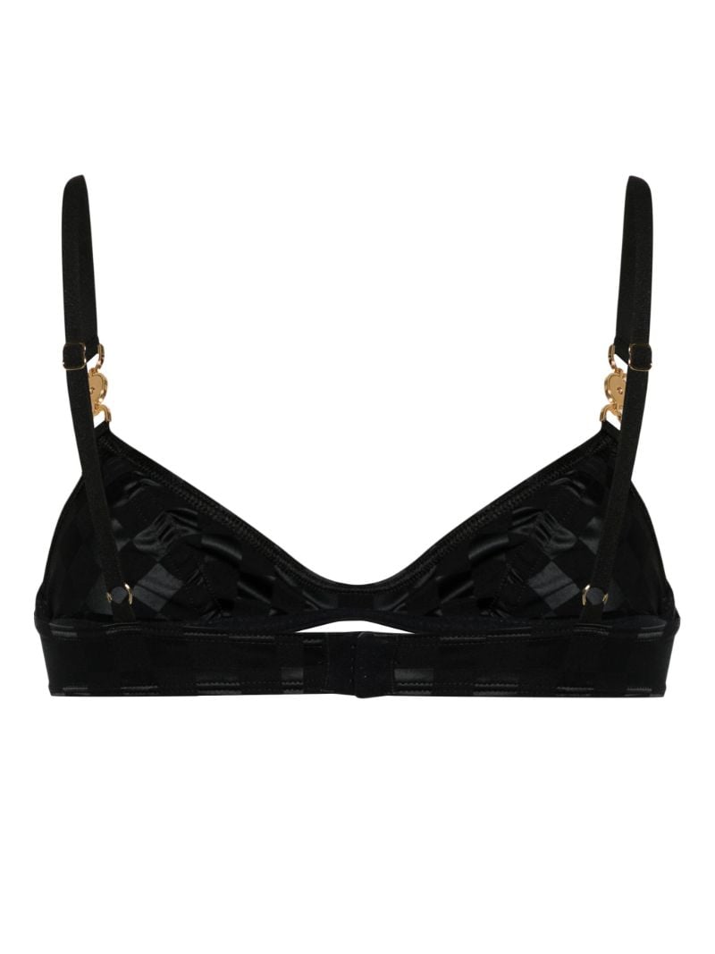 Black Checkerboard-print Underwired Bra