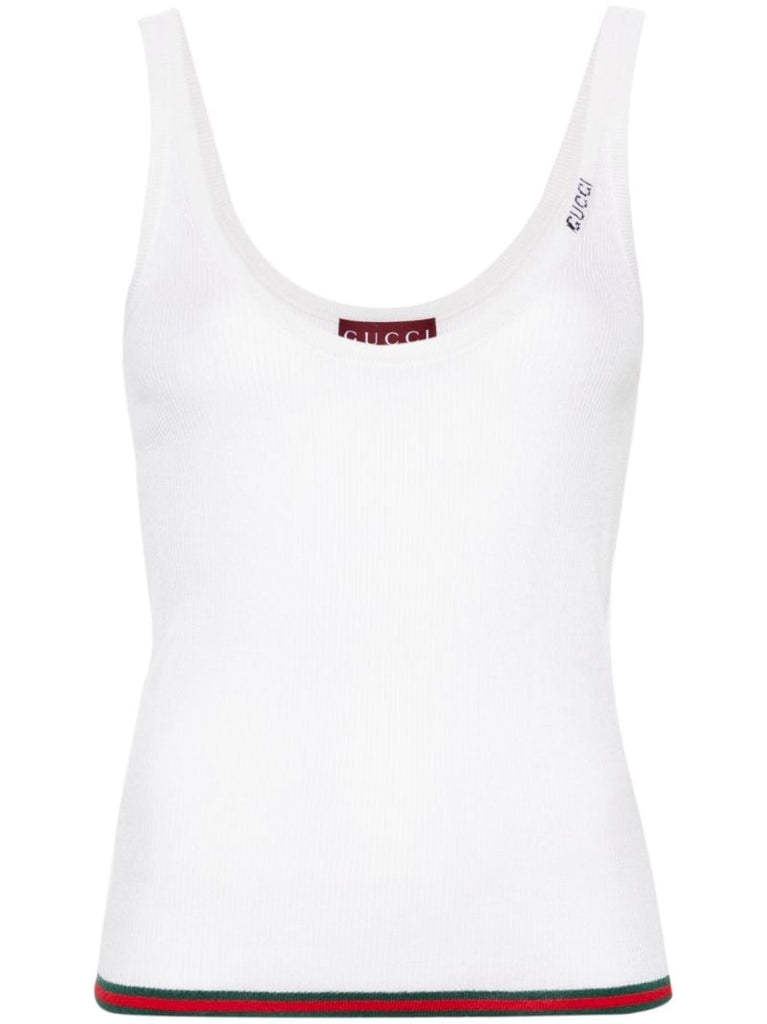 White Intarsia-logo Knit Tank Top