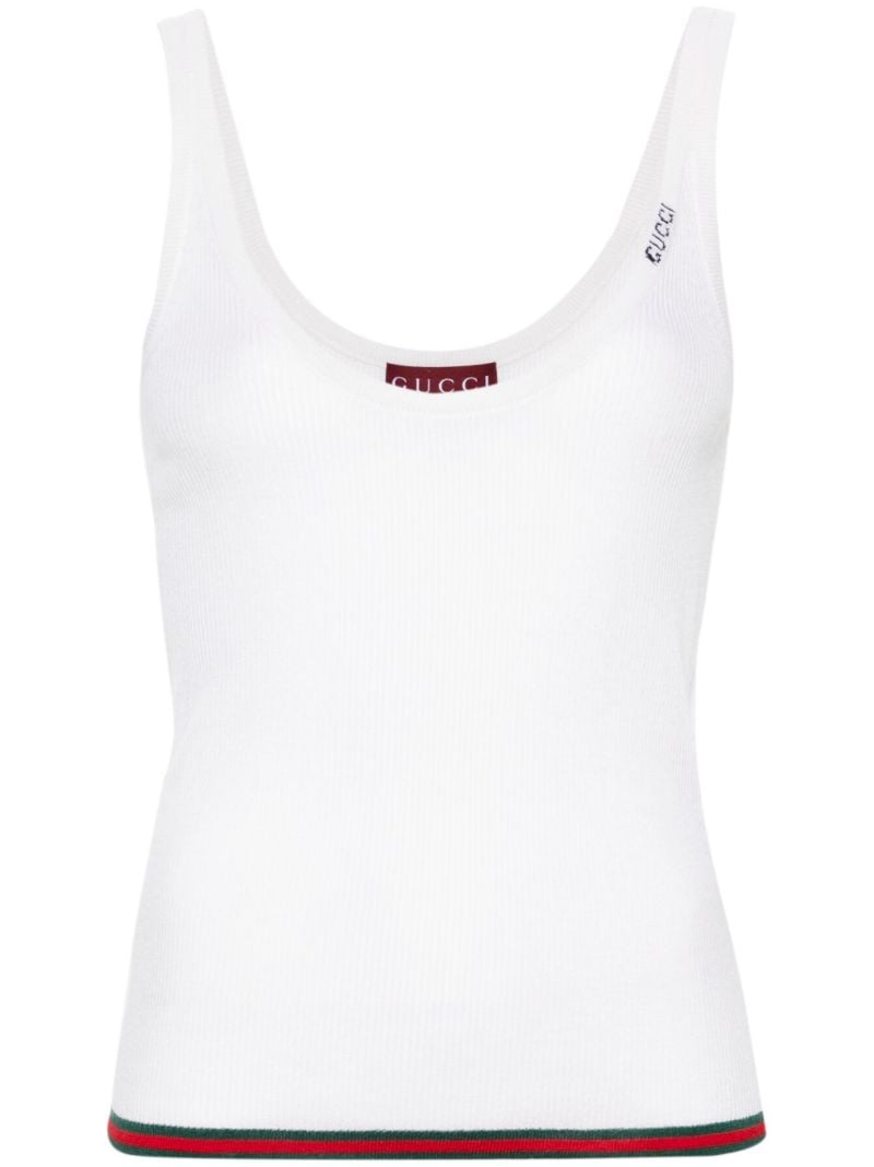 White Intarsia-logo Knit Tank Top
