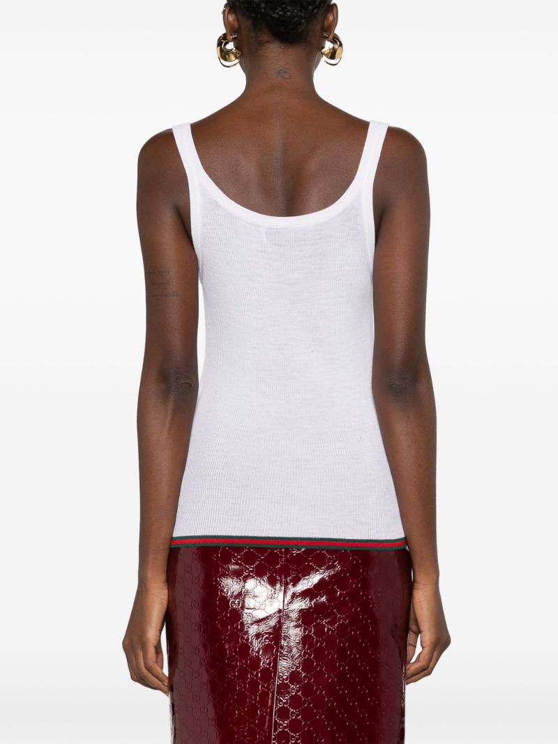 White Intarsia-logo Knit Tank Top