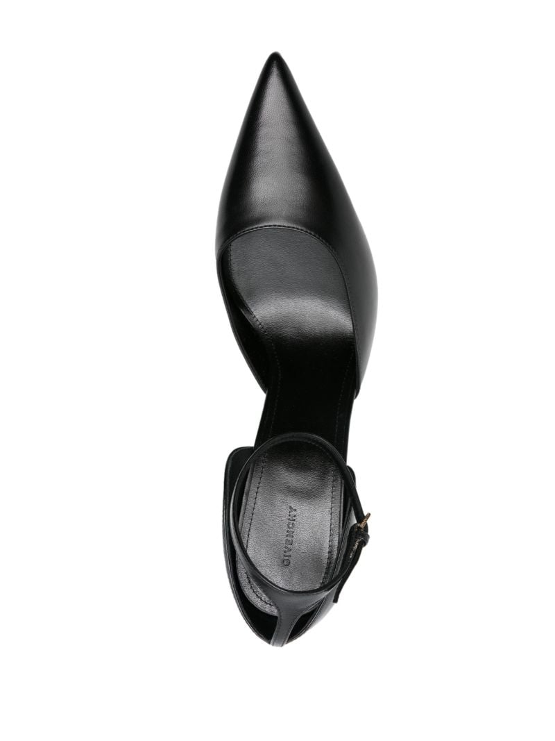 Black 95 Point Toe Leather Pumps