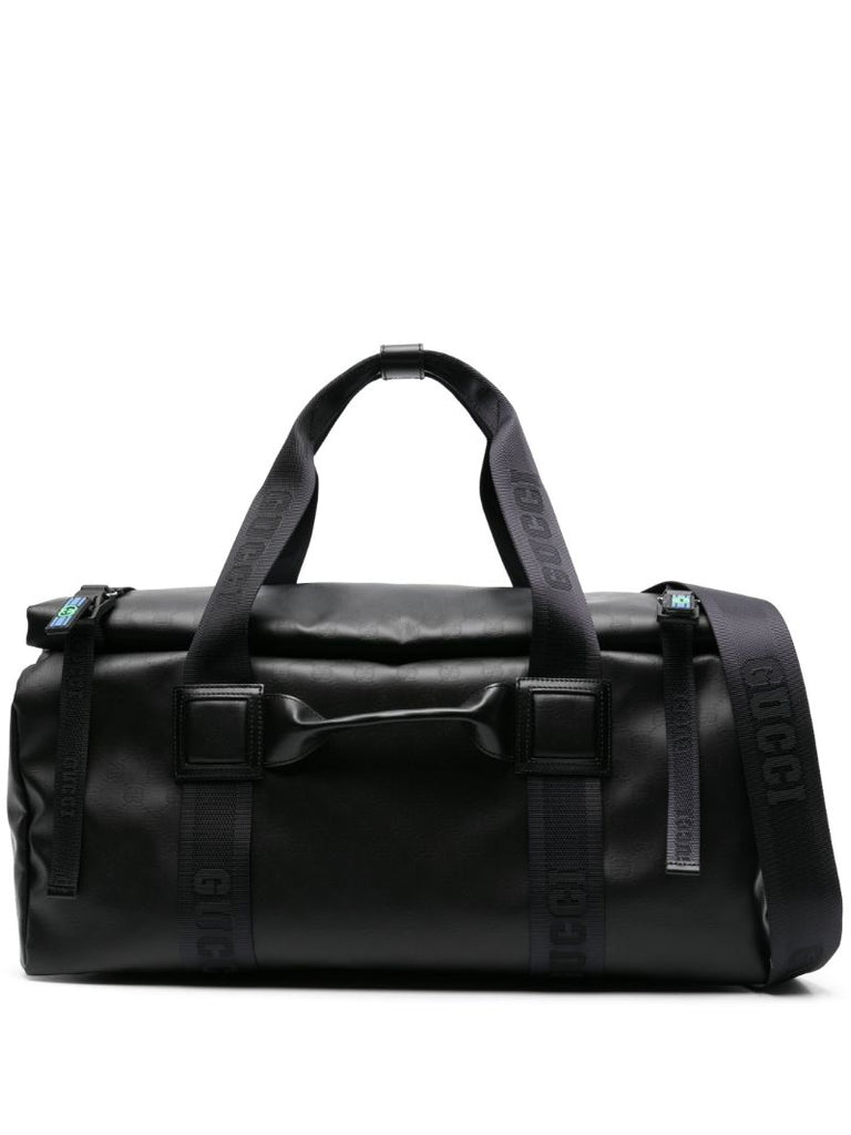 Black Gg Crystal-canvas Duffle Bag