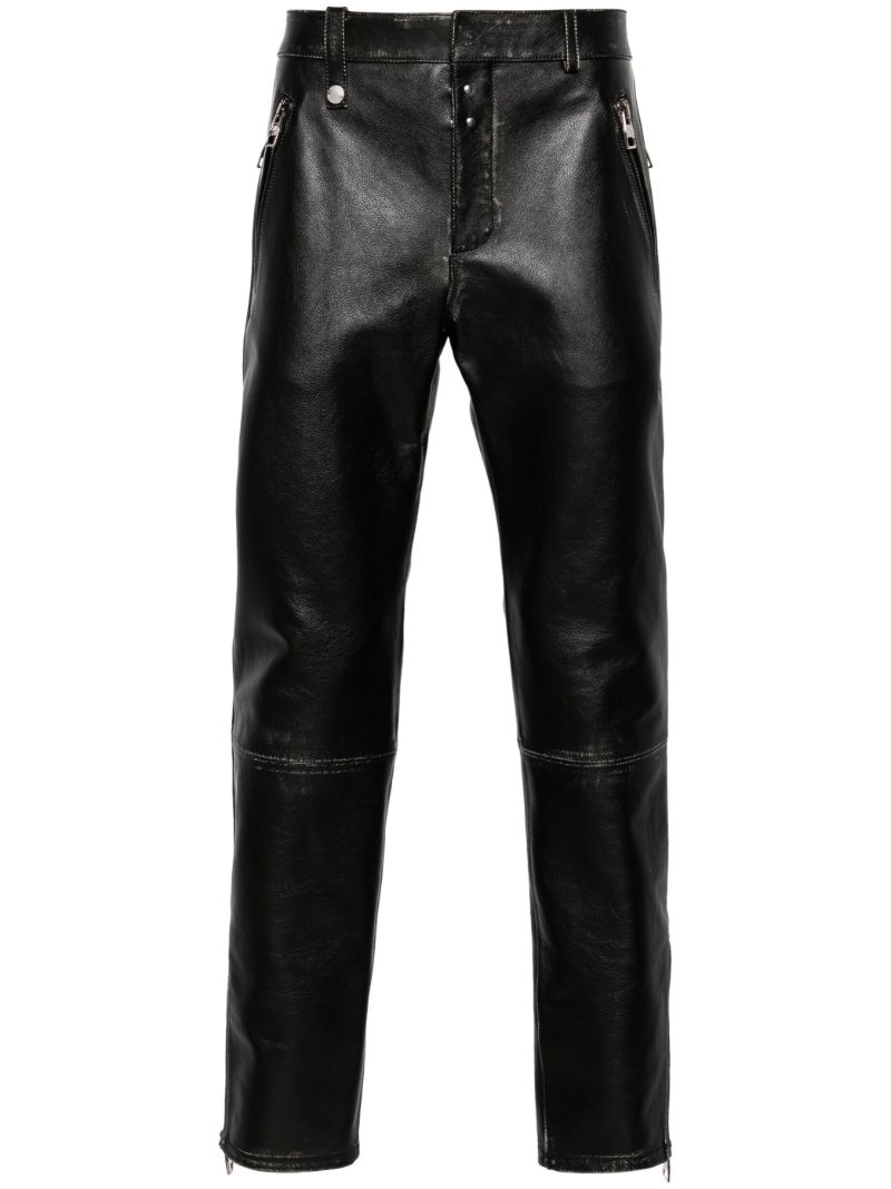 Black Tapered Leather Trousers