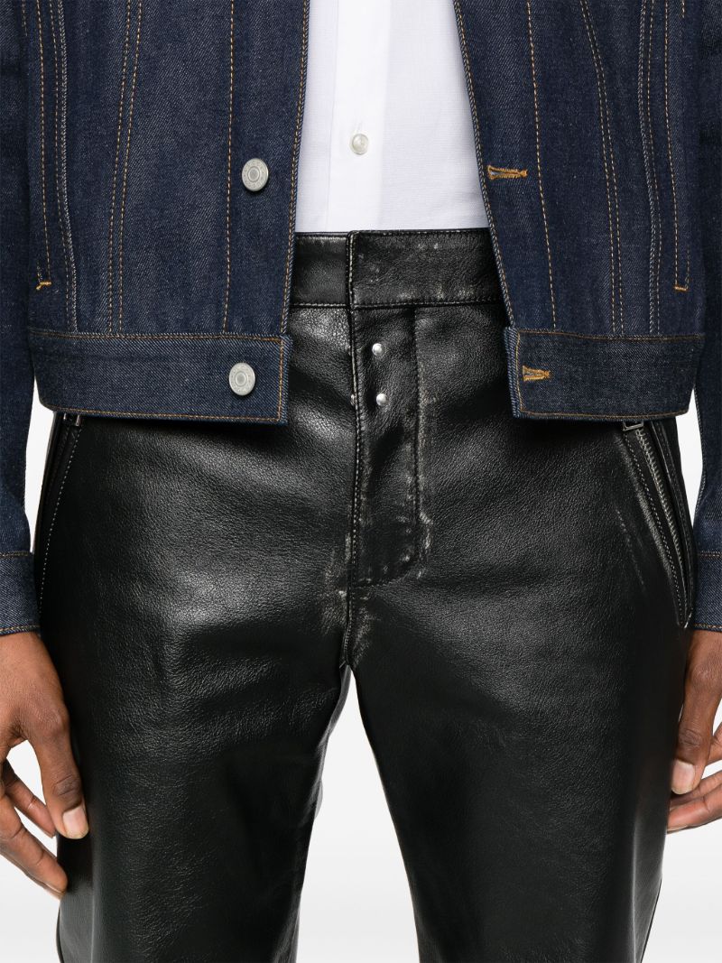 Black Tapered Leather Trousers