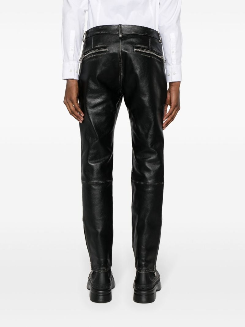 Black Tapered Leather Trousers