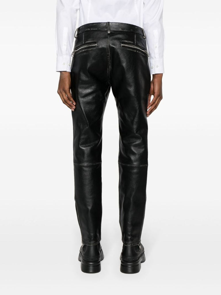 Black Tapered Leather Trousers